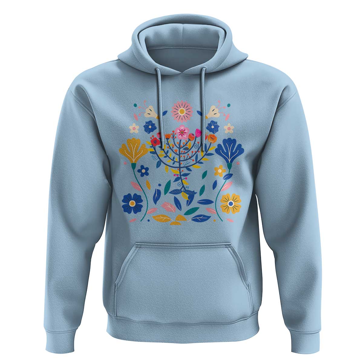 Hanukkah Floral Menorah Hoodie Jewish Gift For Women - Wonder Print Shop