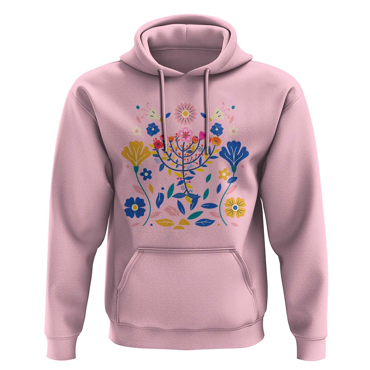 Hanukkah Floral Menorah Hoodie Jewish Gift For Women - Wonder Print Shop