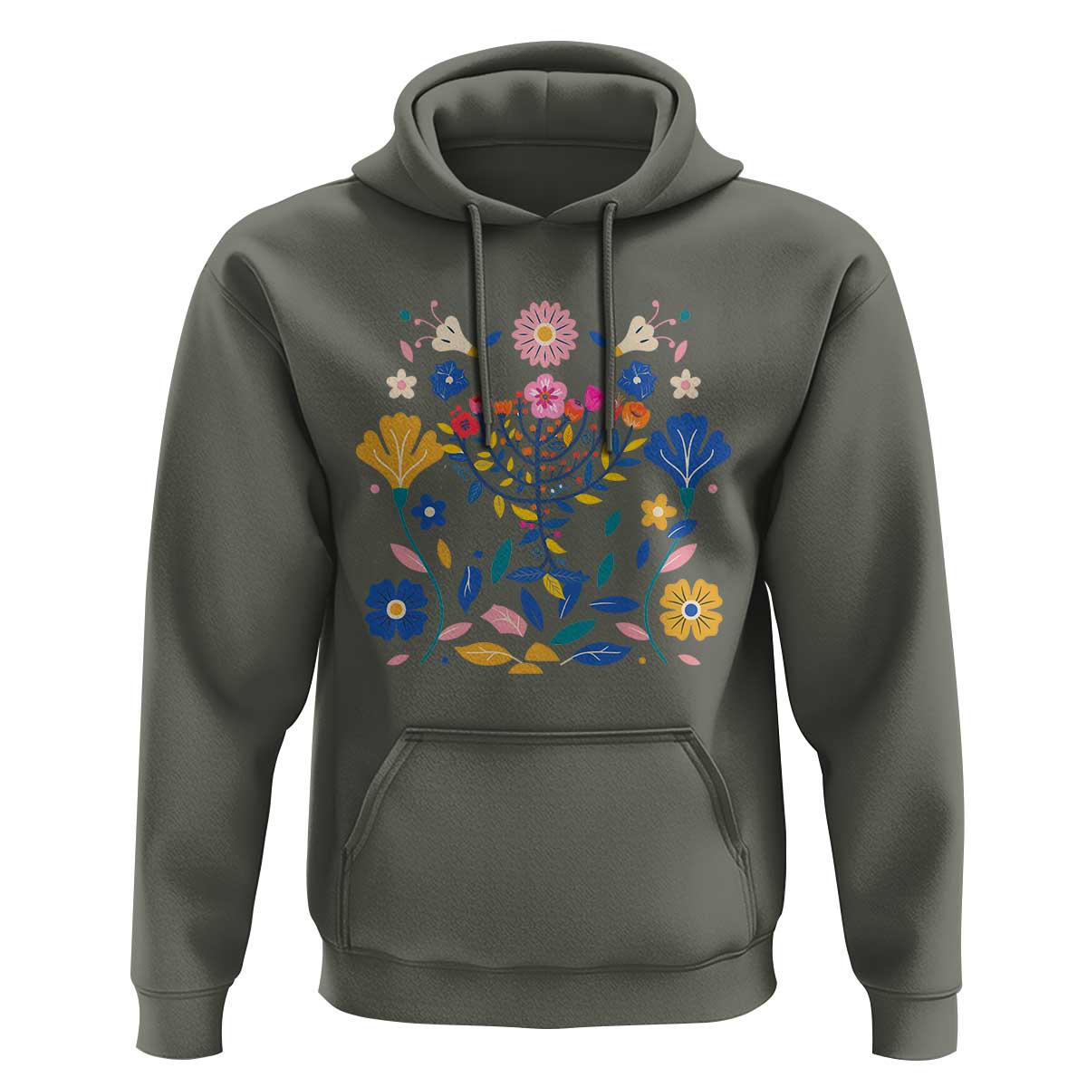 Hanukkah Floral Menorah Hoodie Jewish Gift For Women - Wonder Print Shop
