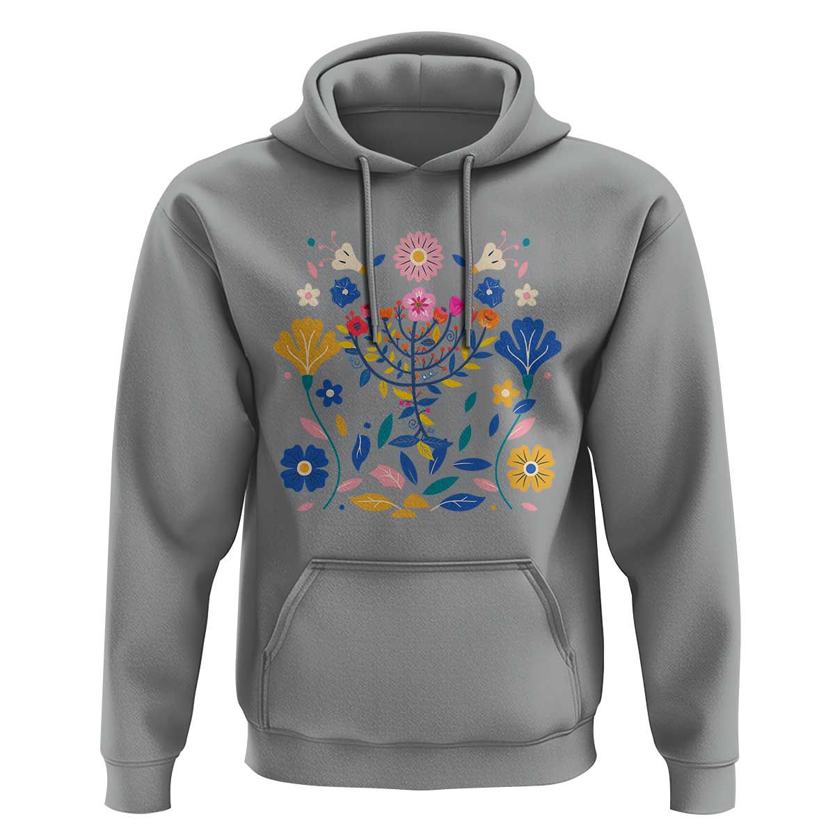 Hanukkah Floral Menorah Hoodie Jewish Gift For Women - Wonder Print Shop
