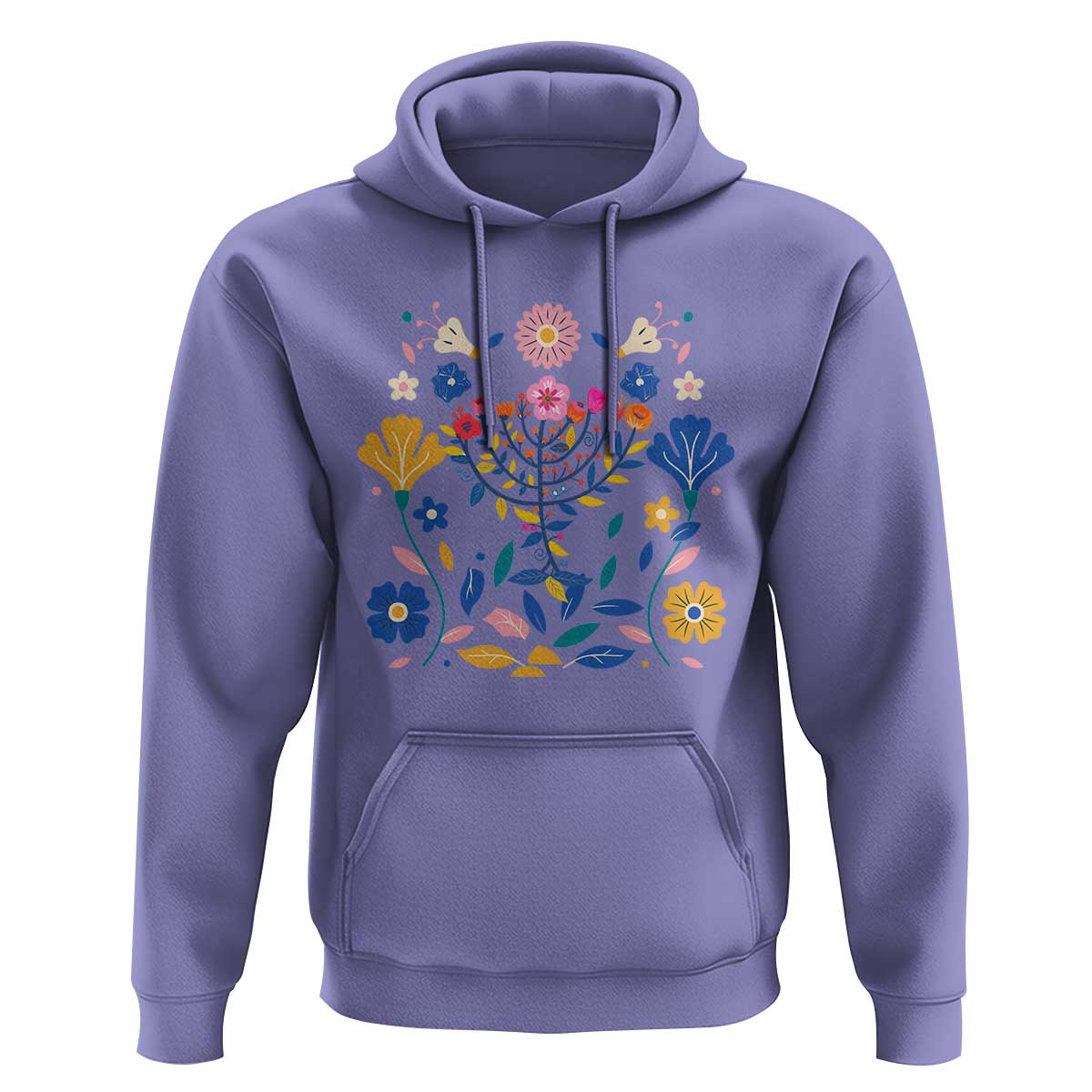 Hanukkah Floral Menorah Hoodie Jewish Gift For Women - Wonder Print Shop