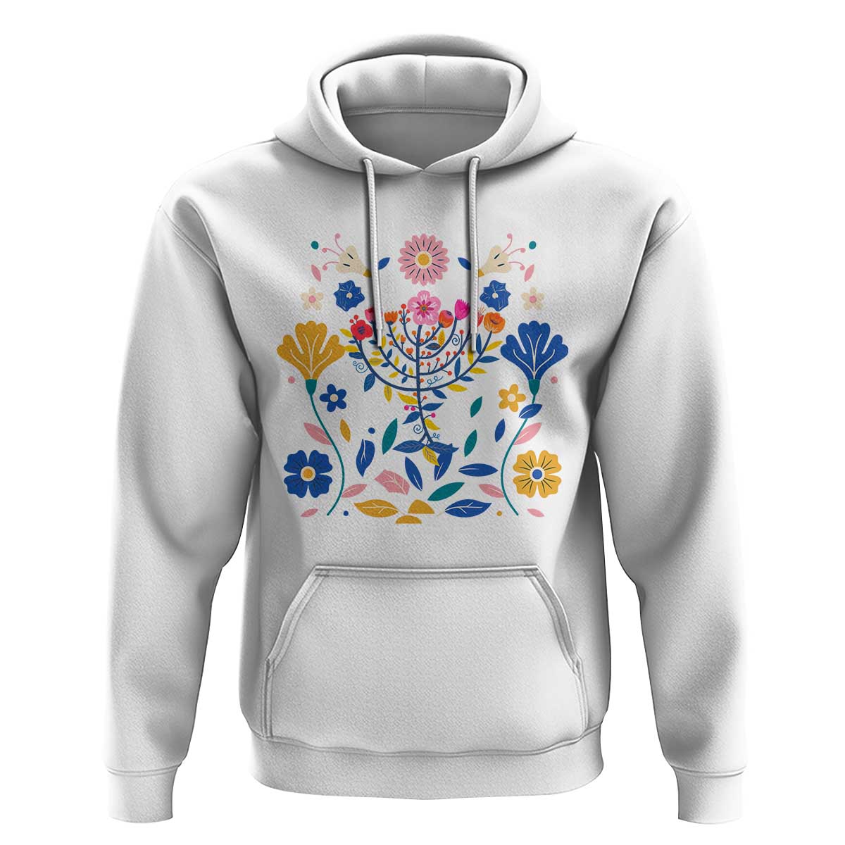 Hanukkah Floral Menorah Hoodie Jewish Gift For Women - Wonder Print Shop