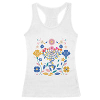Hanukkah Floral Menorah Racerback Tank Top Jewish Gift For Women - Wonder Print Shop