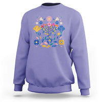 Hanukkah Floral Menorah Sweatshirt Jewish Gift For Women - Wonder Print Shop