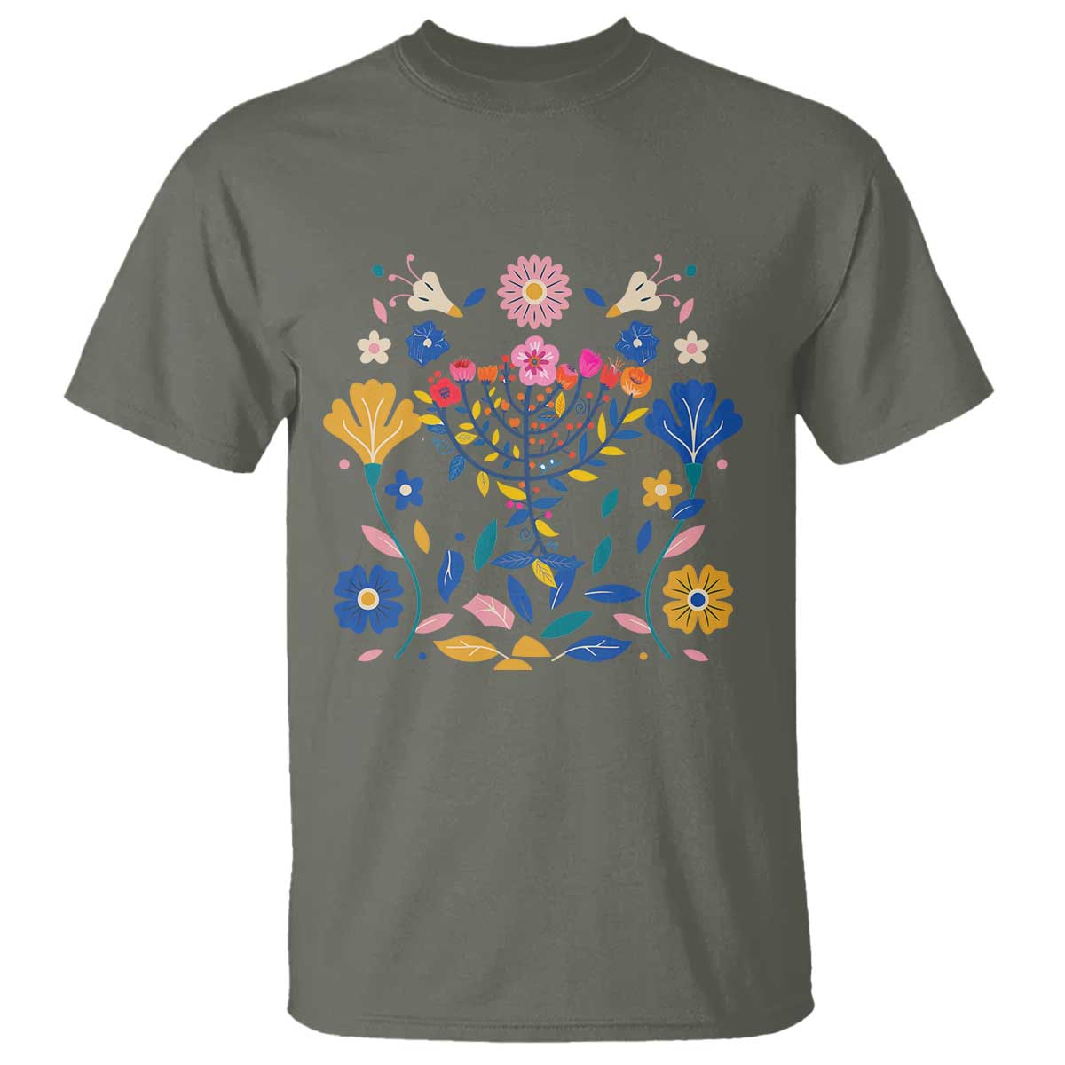 Hanukkah Floral Menorah T Shirt Jewish Gift For Women - Wonder Print Shop