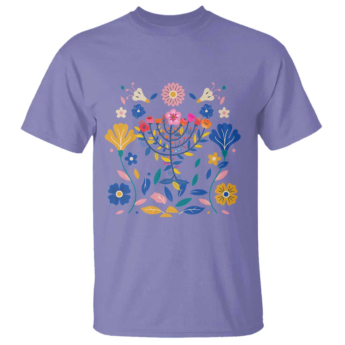 Hanukkah Floral Menorah T Shirt Jewish Gift For Women - Wonder Print Shop