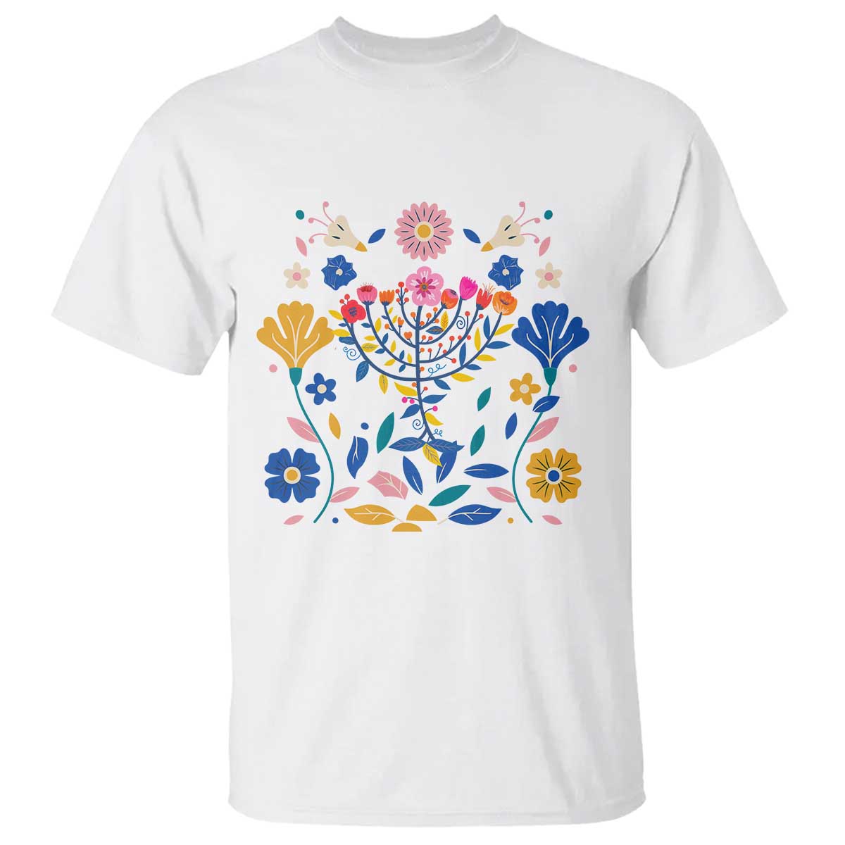 Hanukkah Floral Menorah T Shirt Jewish Gift For Women - Wonder Print Shop