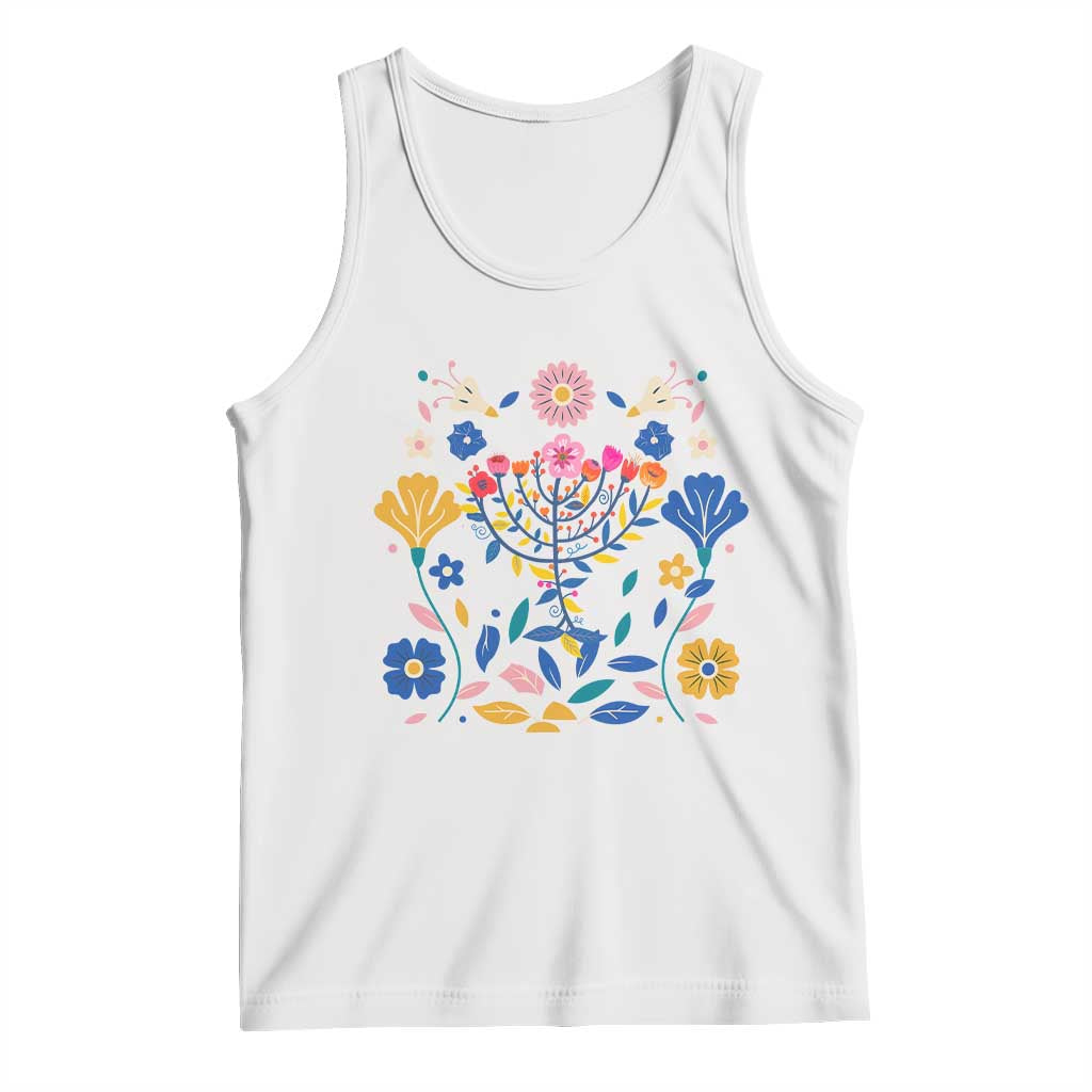Hanukkah Floral Menorah Tank Top Jewish Gift For Women - Wonder Print Shop