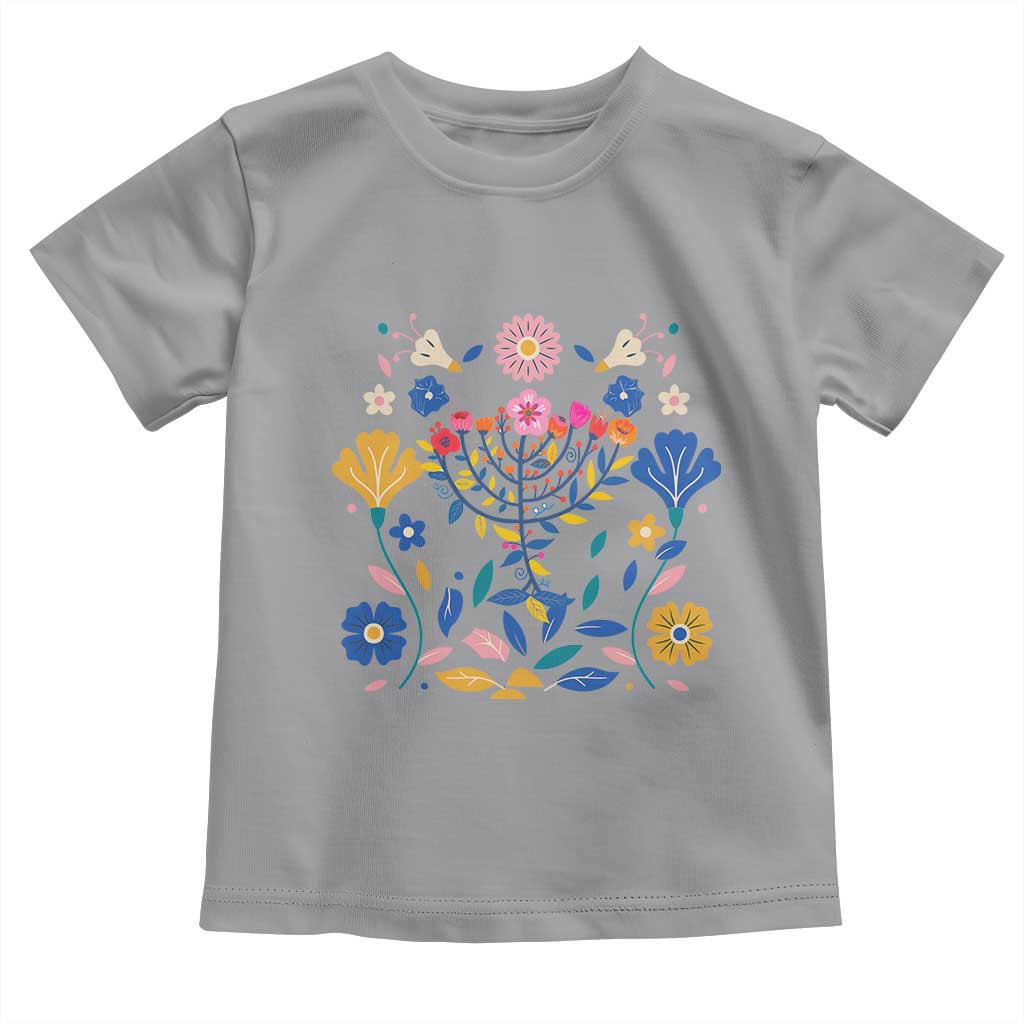 Hanukkah Floral Menorah Toddler T Shirt Jewish Gift For Women - Wonder Print Shop