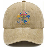 Hanukkah Floral Menorah Washed Cotton Baseball Cap Jewish Gift For Women