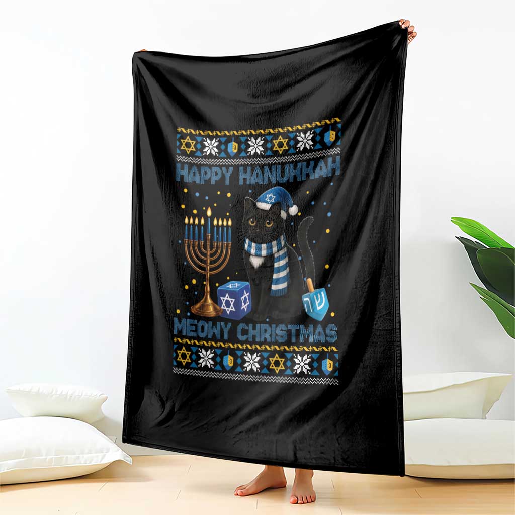 Hanukkah Cat Lover Gifts Throw Blanket Happy Hanukkah Meowy Christmas - Wonder Print Shop