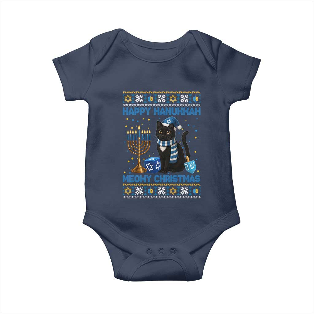 Hanukkah Cat Lover Gifts Baby Onesie Happy Hanukkah Meowy Christmas - Wonder Print Shop