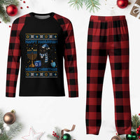 Hanukkah Cat Lover Gifts Plaid Pajama Set Happy Hanukkah Meowy Xmas - Wonder Print Shop