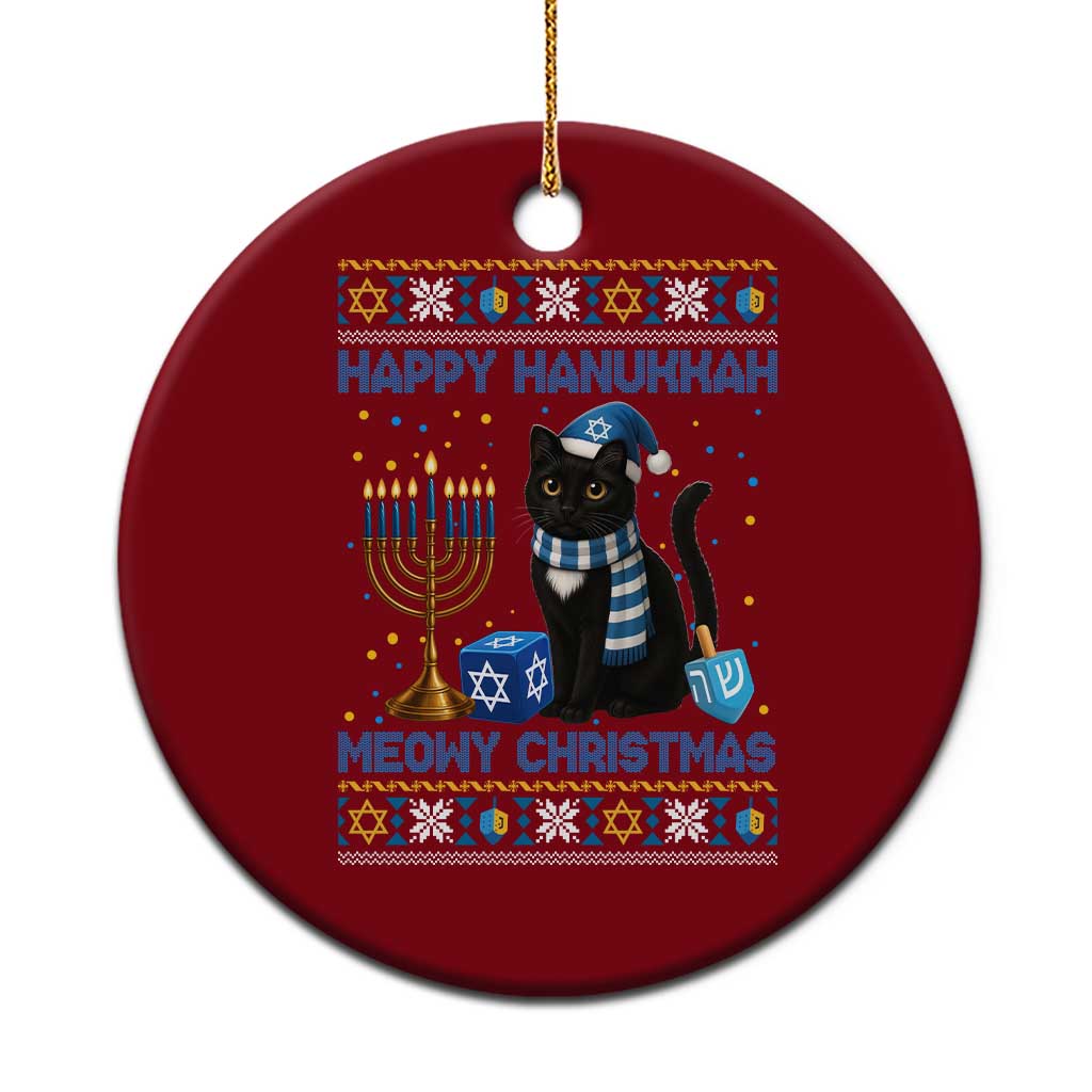 Hanukkah Cat Lover Gifts Ceramic Ornament Happy Hanukkah Meowy Xmas - Wonder Print Shop