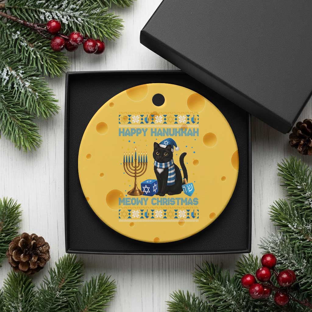 Hanukkah Cat Lover Gifts Ceramic Ornament Happy Hanukkah Meowy Xmas - Wonder Print Shop
