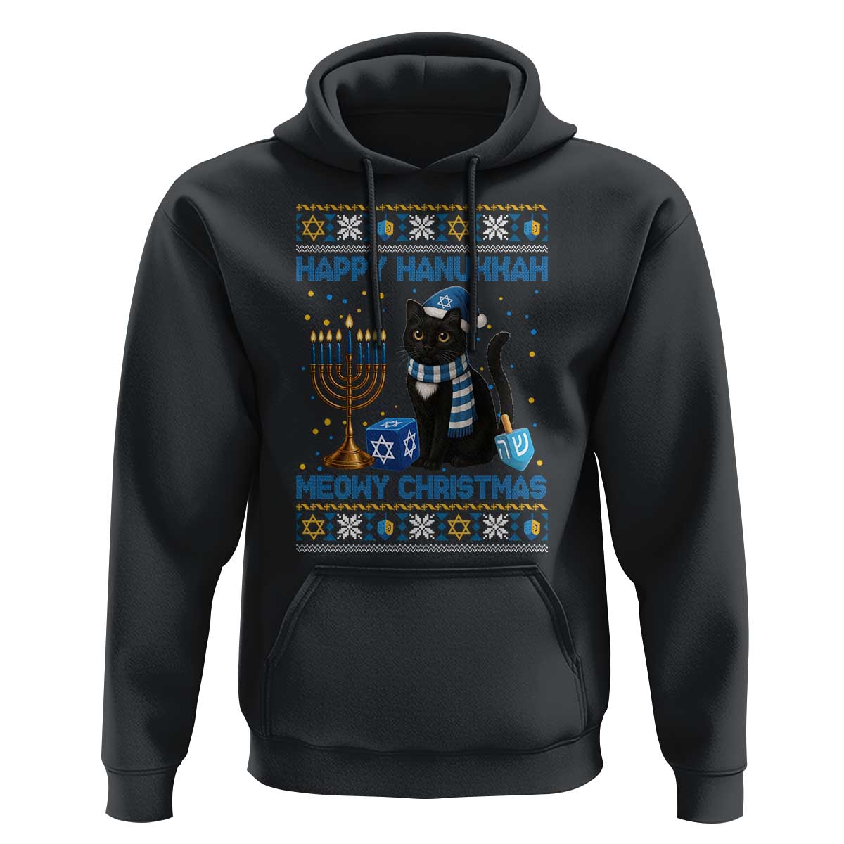 Hanukkah Cat Lover Gifts Hoodie Happy Hanukkah Meowy Christmas - Wonder Print Shop