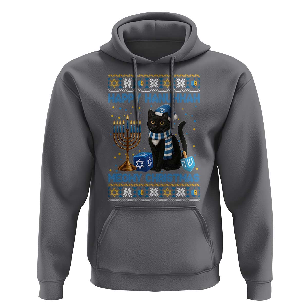 Hanukkah Cat Lover Gifts Hoodie Happy Hanukkah Meowy Christmas - Wonder Print Shop