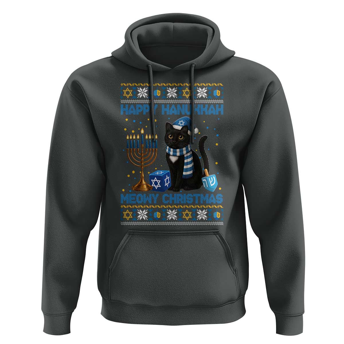 Hanukkah Cat Lover Gifts Hoodie Happy Hanukkah Meowy Christmas - Wonder Print Shop
