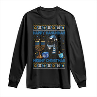 Hanukkah Cat Lover Gifts Long Sleeve Shirt Happy Hanukkah Meowy Christmas - Wonder Print Shop