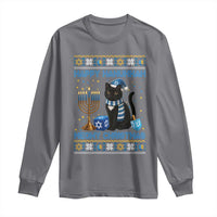 Hanukkah Cat Lover Gifts Long Sleeve Shirt Happy Hanukkah Meowy Christmas - Wonder Print Shop