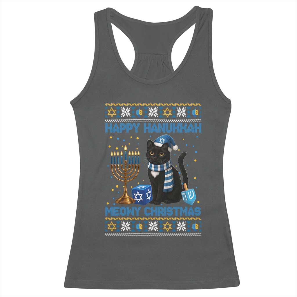 Hanukkah Cat Lover Gifts Racerback Tank Top Happy Hanukkah Meowy Christmas - Wonder Print Shop