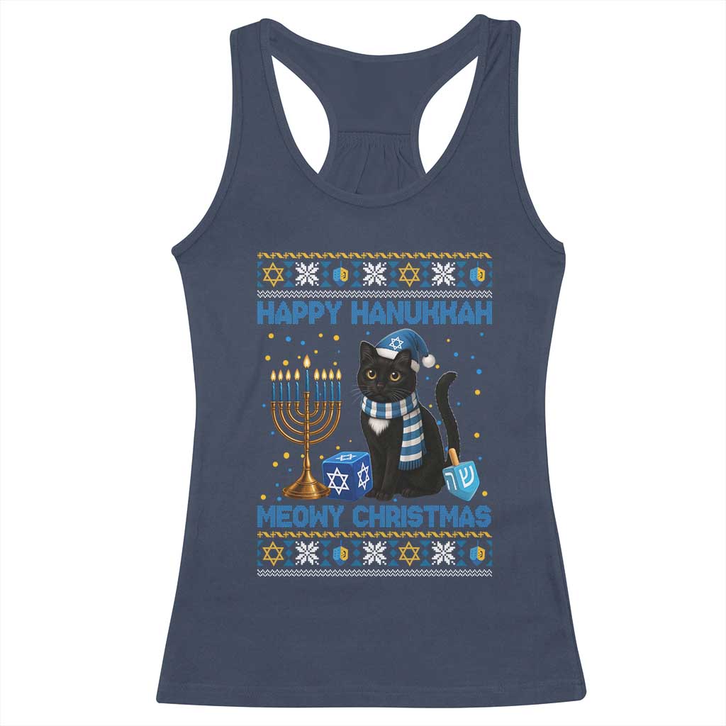 Hanukkah Cat Lover Gifts Racerback Tank Top Happy Hanukkah Meowy Christmas - Wonder Print Shop
