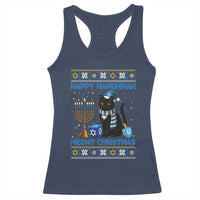 Hanukkah Cat Lover Gifts Racerback Tank Top Happy Hanukkah Meowy Christmas - Wonder Print Shop