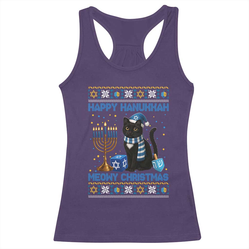 Hanukkah Cat Lover Gifts Racerback Tank Top Happy Hanukkah Meowy Christmas - Wonder Print Shop