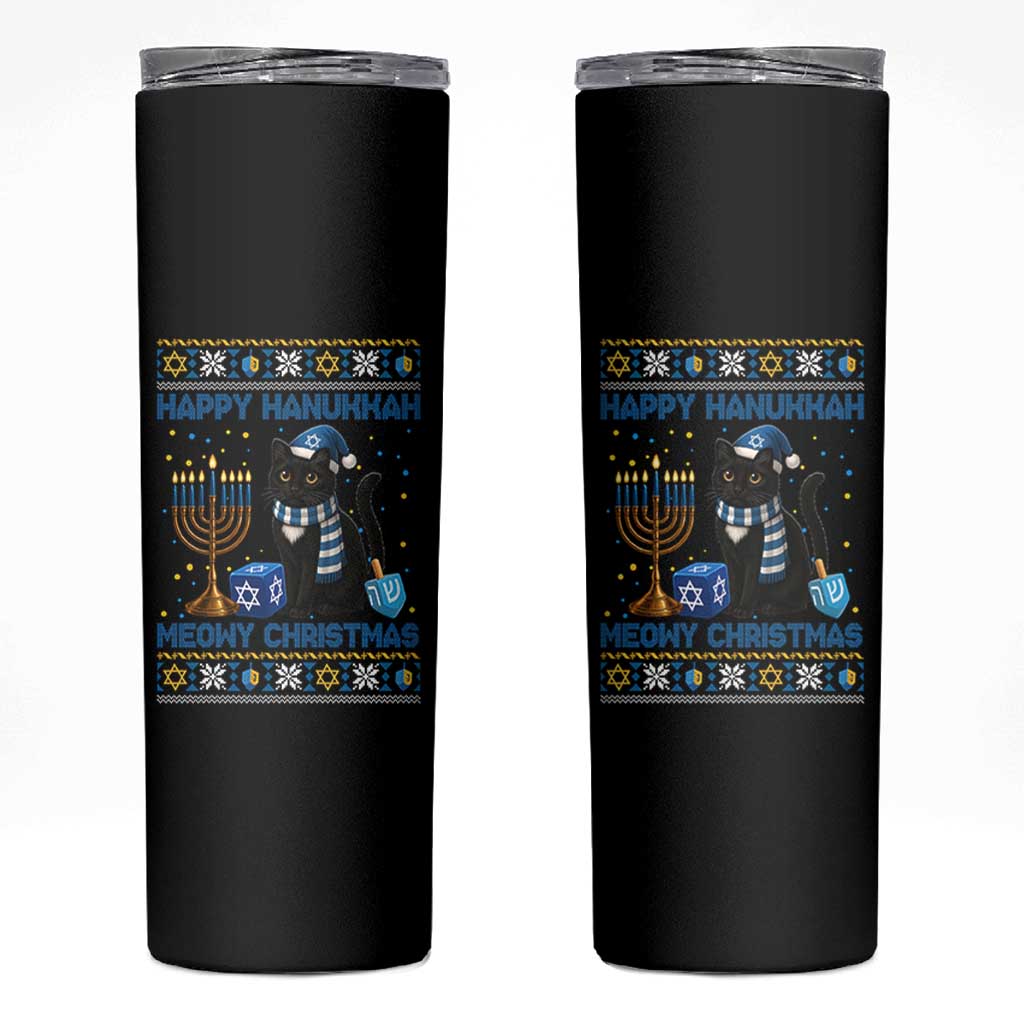 Hanukkah Cat Lover Gifts Skinny Tumbler Happy Hanukkah Meowy Christmas - Wonder Print Shop