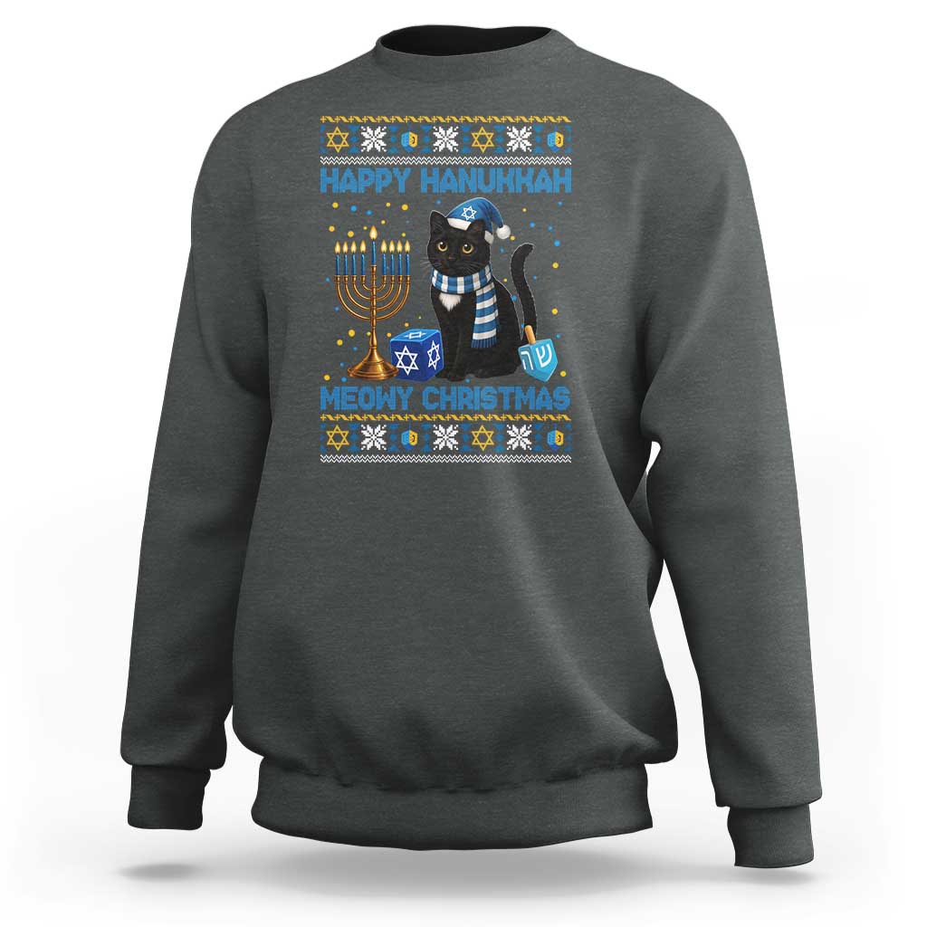 Hanukkah Cat Lover Gifts Sweatshirt Happy Hanukkah Meowy Christmas - Wonder Print Shop