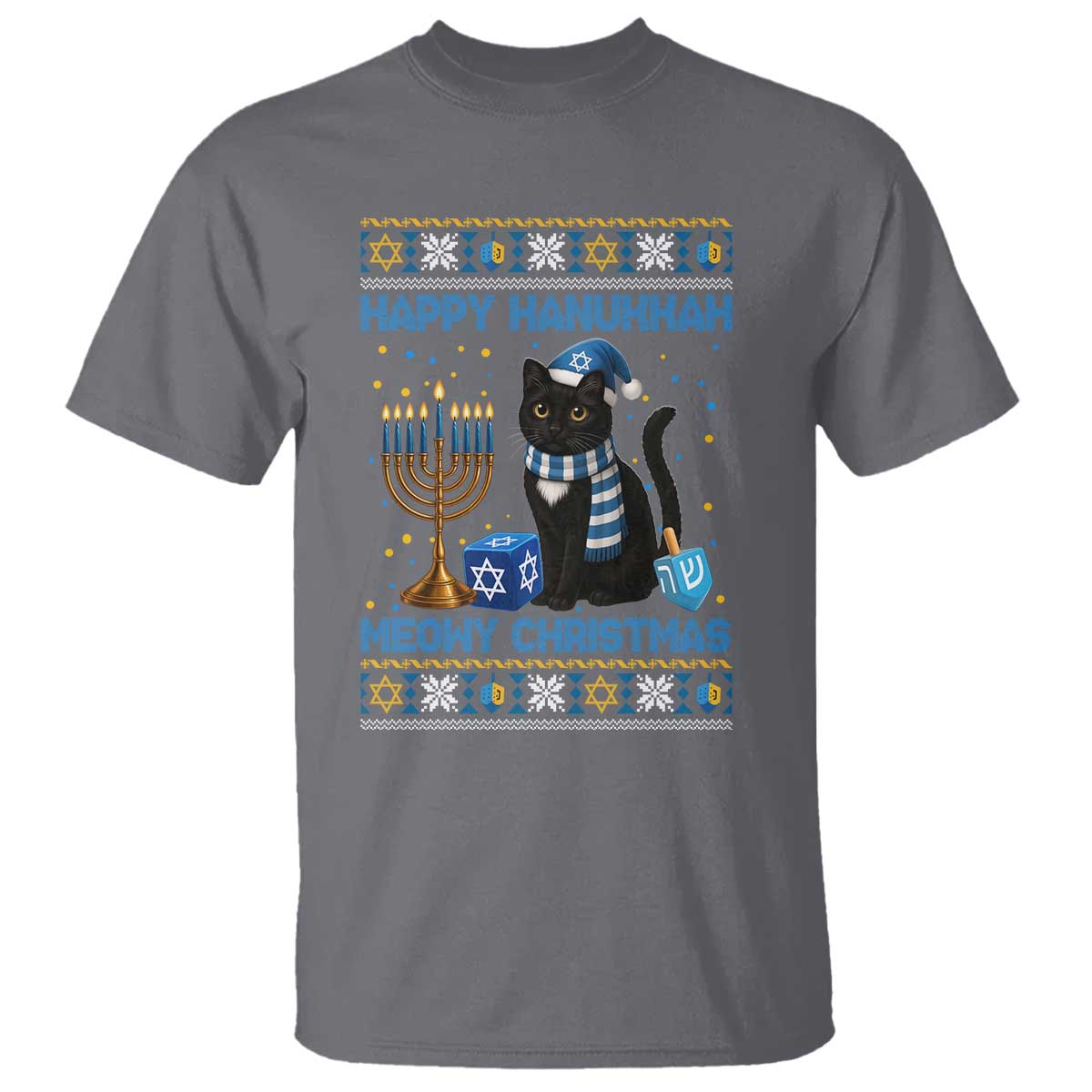 Hanukkah Cat Lover Gifts T Shirt Happy Hanukkah Meowy Christmas - Wonder Print Shop
