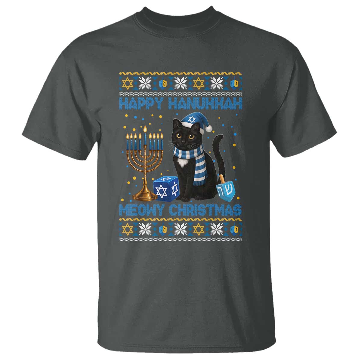Hanukkah Cat Lover Gifts T Shirt Happy Hanukkah Meowy Christmas - Wonder Print Shop