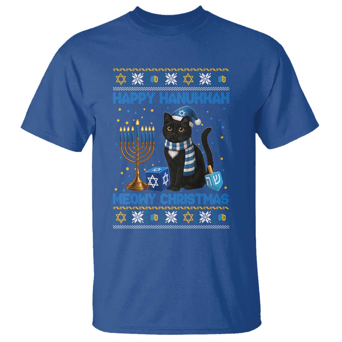 Hanukkah Cat Lover Gifts T Shirt Happy Hanukkah Meowy Christmas - Wonder Print Shop