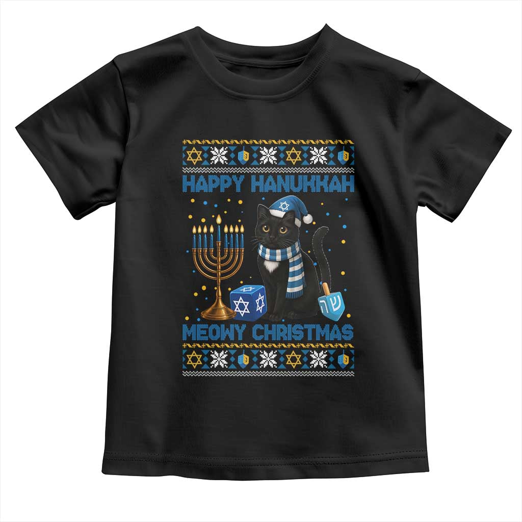 Hanukkah Cat Lover Gifts Toddler T Shirt Happy Hanukkah Meowy Christmas - Wonder Print Shop