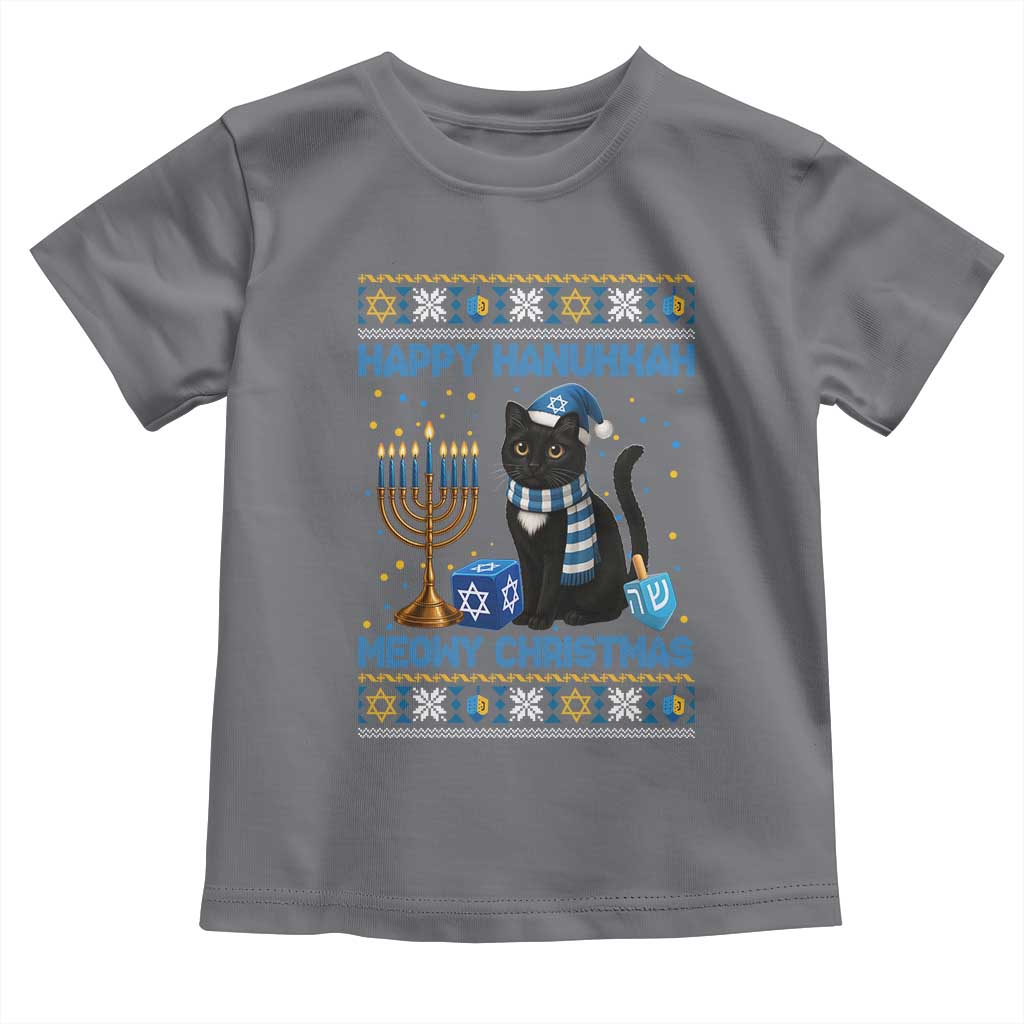 Hanukkah Cat Lover Gifts Toddler T Shirt Happy Hanukkah Meowy Christmas - Wonder Print Shop