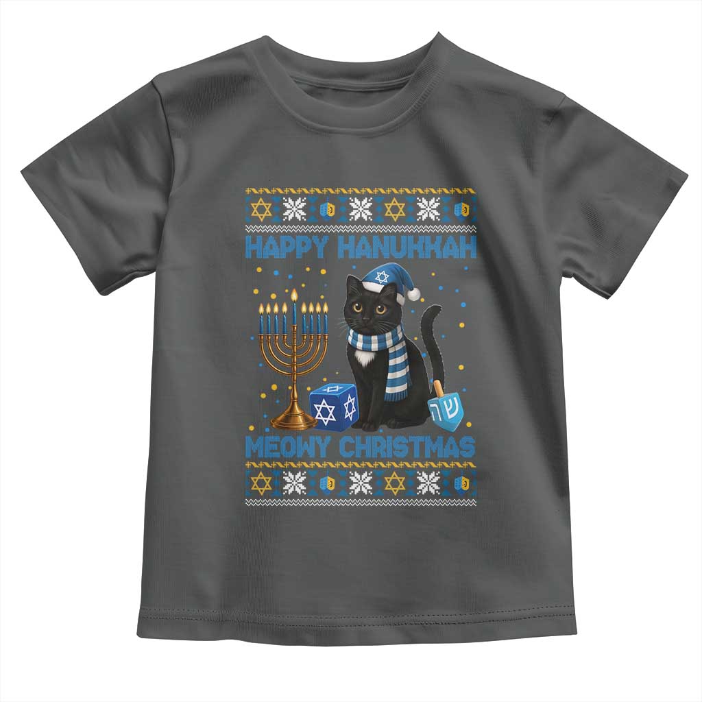 Hanukkah Cat Lover Gifts Toddler T Shirt Happy Hanukkah Meowy Christmas - Wonder Print Shop