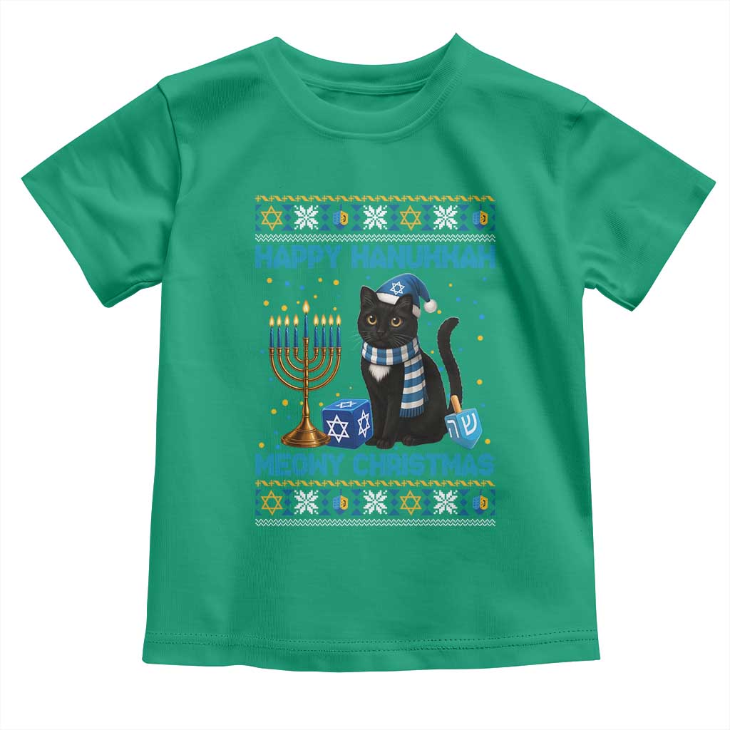 Hanukkah Cat Lover Gifts Toddler T Shirt Happy Hanukkah Meowy Christmas - Wonder Print Shop