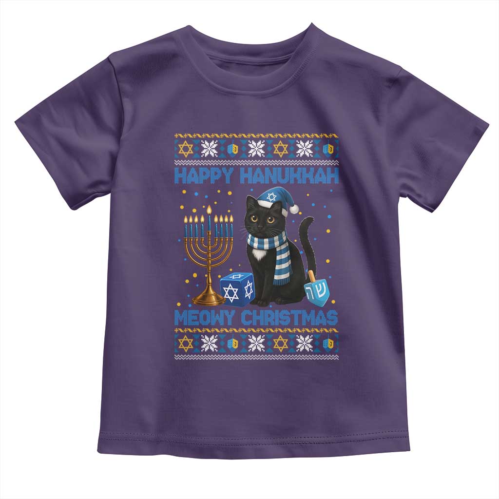 Hanukkah Cat Lover Gifts Toddler T Shirt Happy Hanukkah Meowy Christmas - Wonder Print Shop