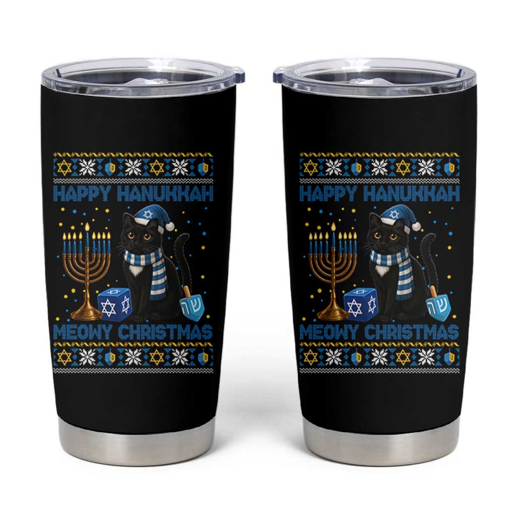 Hanukkah Cat Lover Gifts Tumbler Cup Happy Hanukkah Meowy Christmas - Wonder Print Shop
