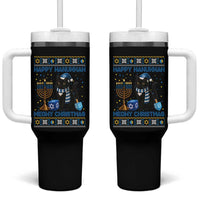 Hanukkah Cat Lover Gifts Tumbler With Handle Happy Hanukkah Meowy Christmas - Wonder Print Shop