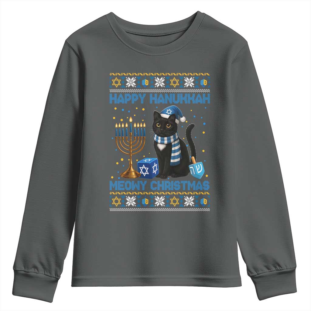 Hanukkah Cat Lover Gifts Youth Sweatshirt Happy Hanukkah Meowy Christmas - Wonder Print Shop