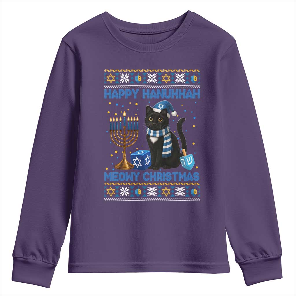 Hanukkah Cat Lover Gifts Youth Sweatshirt Happy Hanukkah Meowy Christmas - Wonder Print Shop