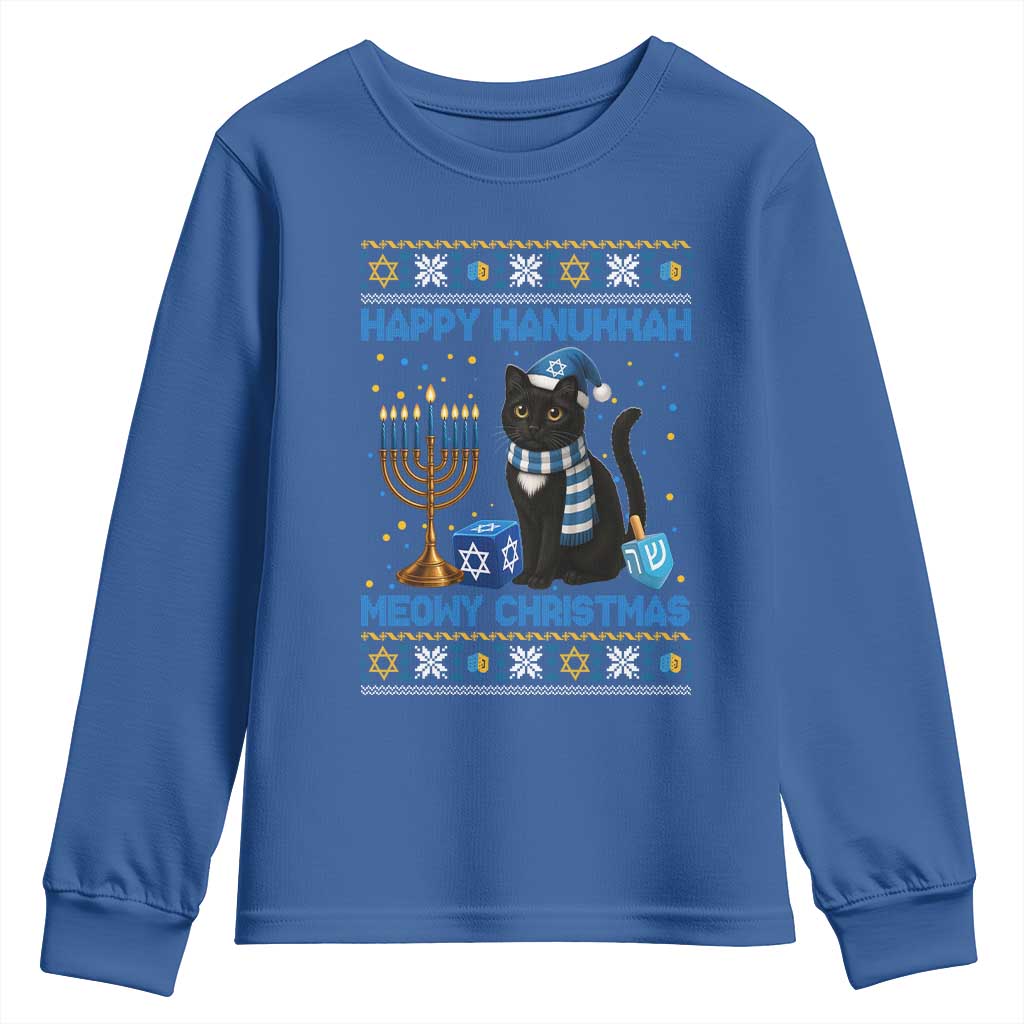 Hanukkah Cat Lover Gifts Youth Sweatshirt Happy Hanukkah Meowy Christmas - Wonder Print Shop