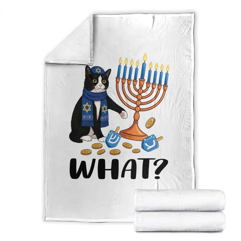Funny Black Cat Chaos Hanukkah Menorah Gift Throw Blanket - Wonder Print Shop