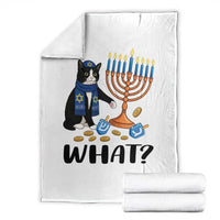 Funny Black Cat Chaos Hanukkah Menorah Gift Throw Blanket - Wonder Print Shop