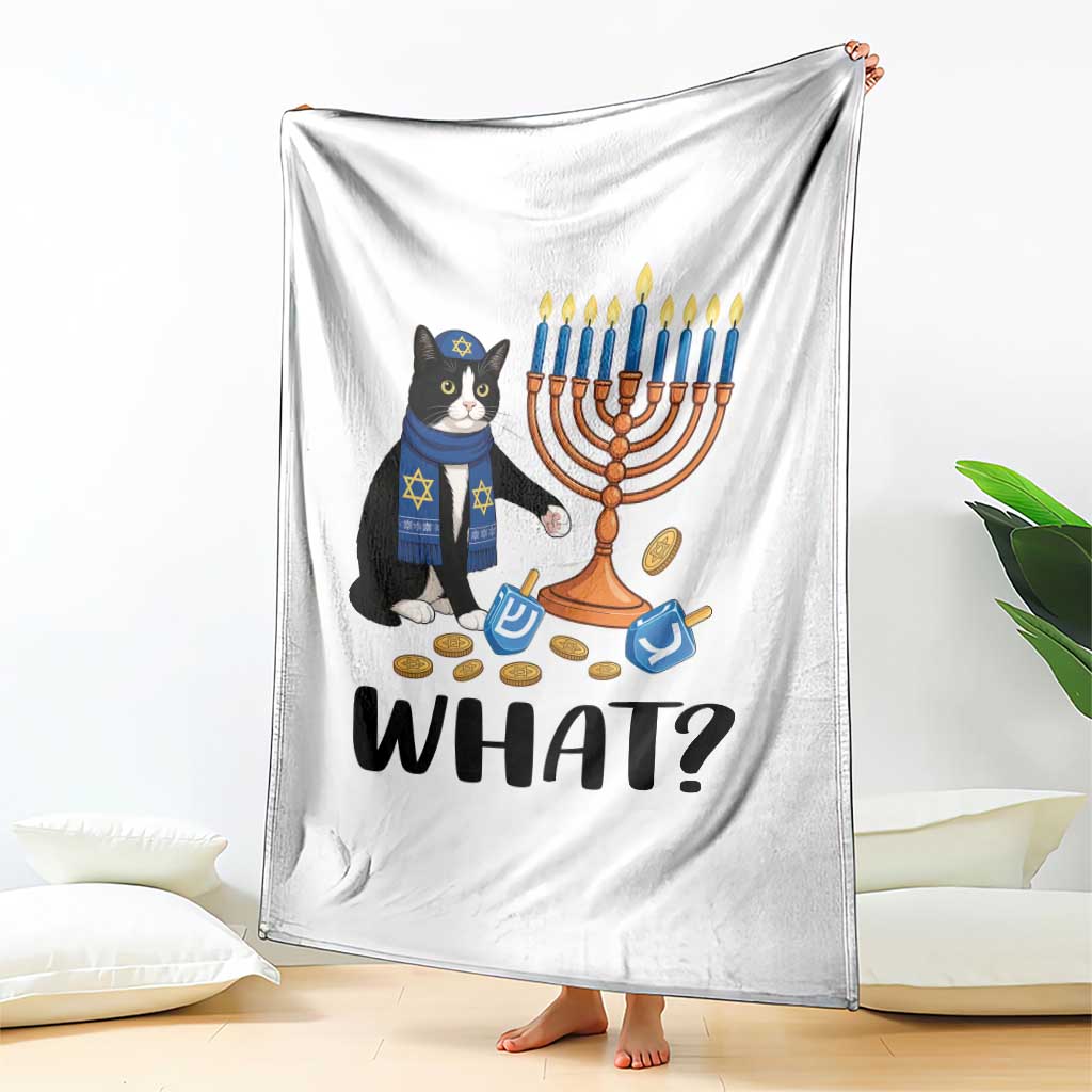 Funny Black Cat Chaos Hanukkah Menorah Gift Throw Blanket - Wonder Print Shop