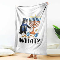Funny Black Cat Chaos Hanukkah Menorah Gift Throw Blanket - Wonder Print Shop