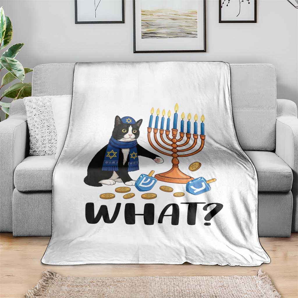 Funny Black Cat Chaos Hanukkah Menorah Gift Throw Blanket - Wonder Print Shop