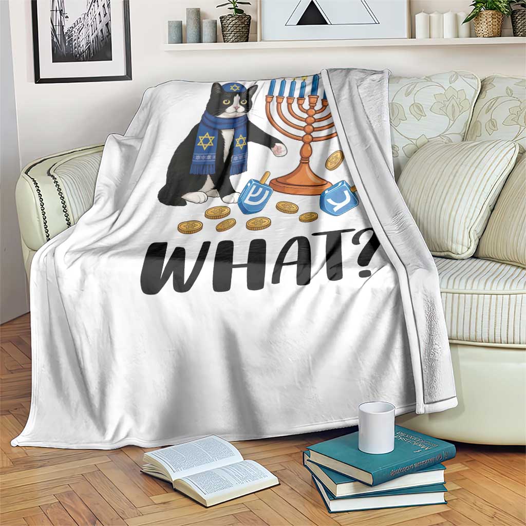 Funny Black Cat Chaos Hanukkah Menorah Gift Throw Blanket - Wonder Print Shop