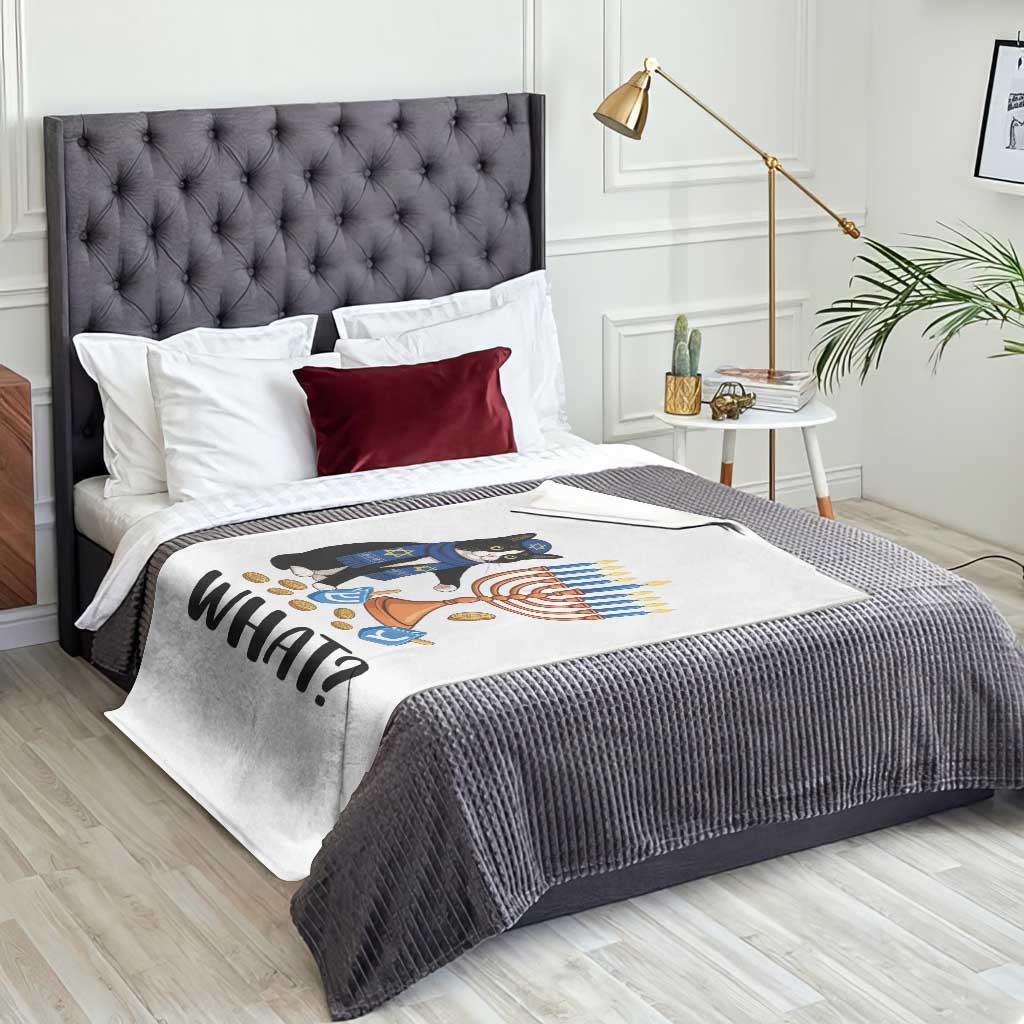 Funny Black Cat Chaos Hanukkah Menorah Gift Throw Blanket - Wonder Print Shop